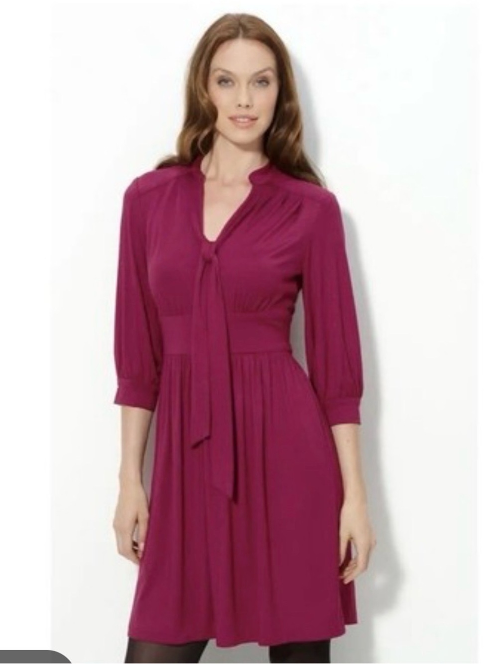 Trina Turk Fuchsia/Purple seabird knit Tie-Neck  Dress